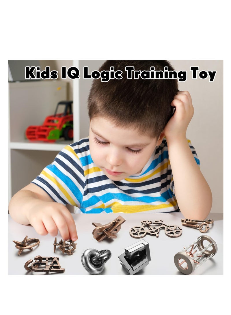 9 Pcs Metal Puzzles, Steel Brain Teaser Puzzles, for Adults 3D Metal Puzzle for Adults Unlock Interlocking Puzzle, Adult Mind Puzzle Game,s IQ Education Puzzle Toys Smart Toy (Exquisite Style) - Image 4